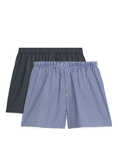 Woven Cotton Boxers, Set of 2 - Blue