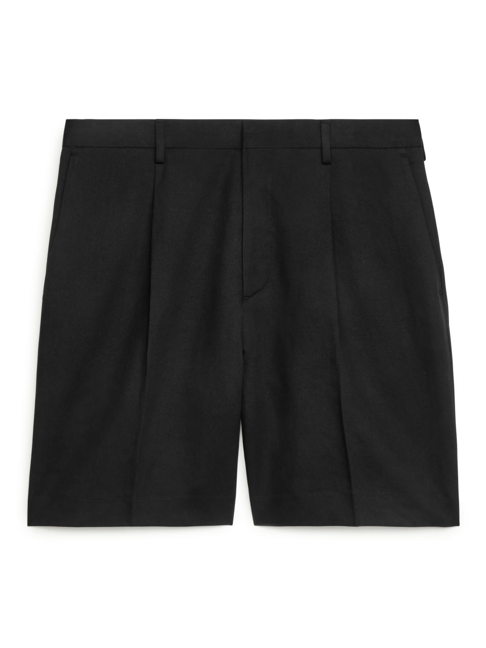 Loose Fit Linen Shorts - Black