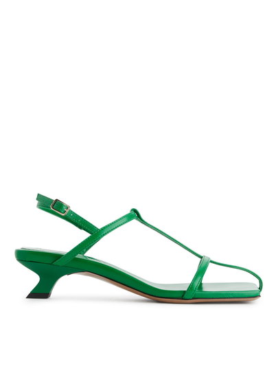 Leather Strap Sandals - Green