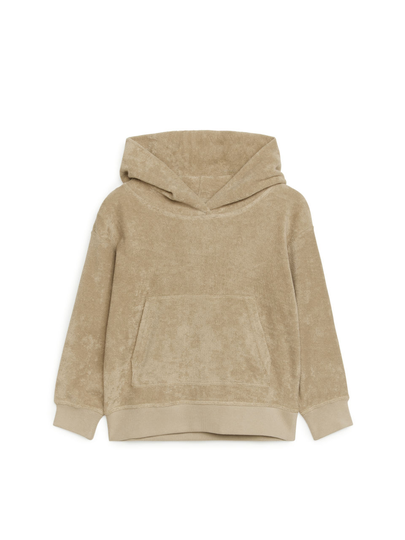 Cotton Towelling Hoodie - Beige