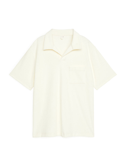 Cotton Towelling Polo Shirt - White