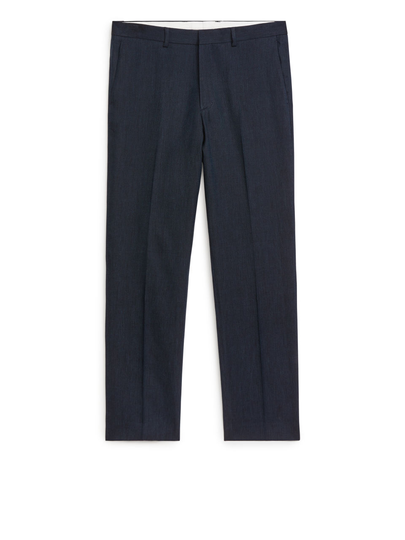 Slim Hemp-Cotton Trousers - Blue