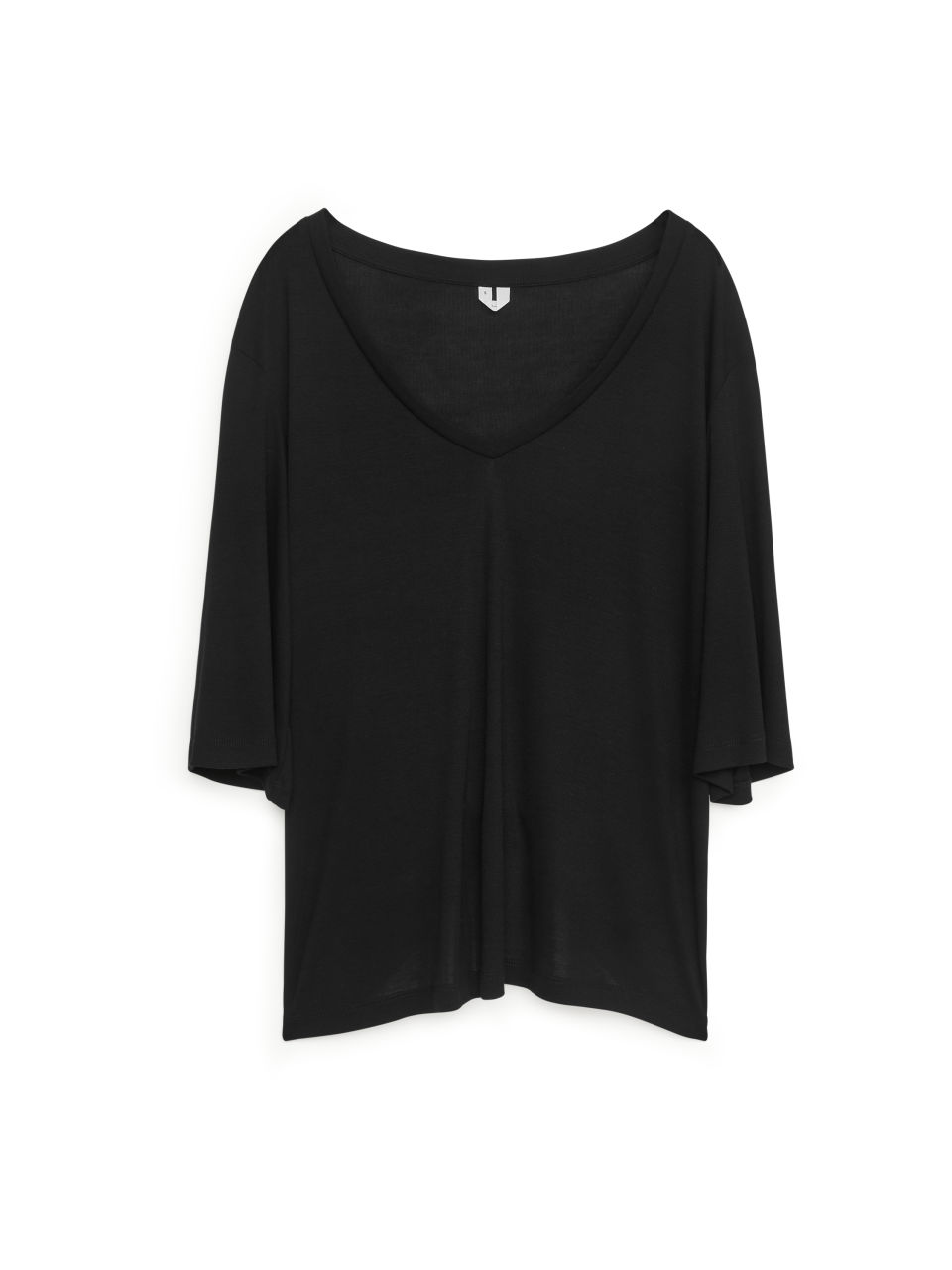 Fluid Boxy Lyocell T-Shirt - Black