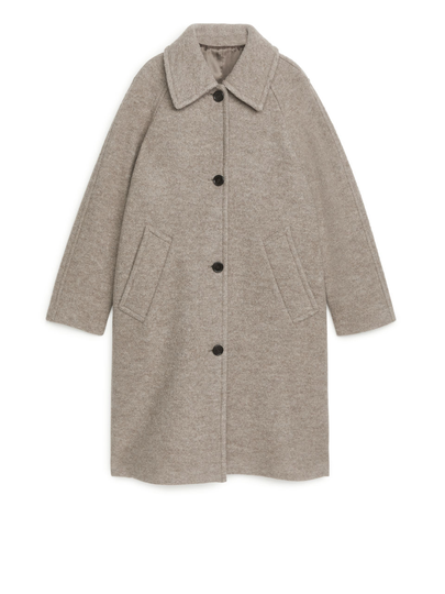 Bouclé Wool Coat - Brown