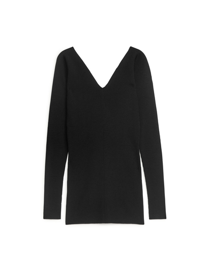 V-Neck Wool Jumper - Black