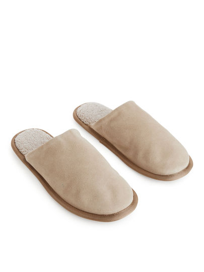 Suede Slippers - Beige