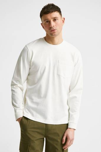 Nudie Jeans Långärmad T-Shirt Rudi Heavy Pocket Tee Vit
