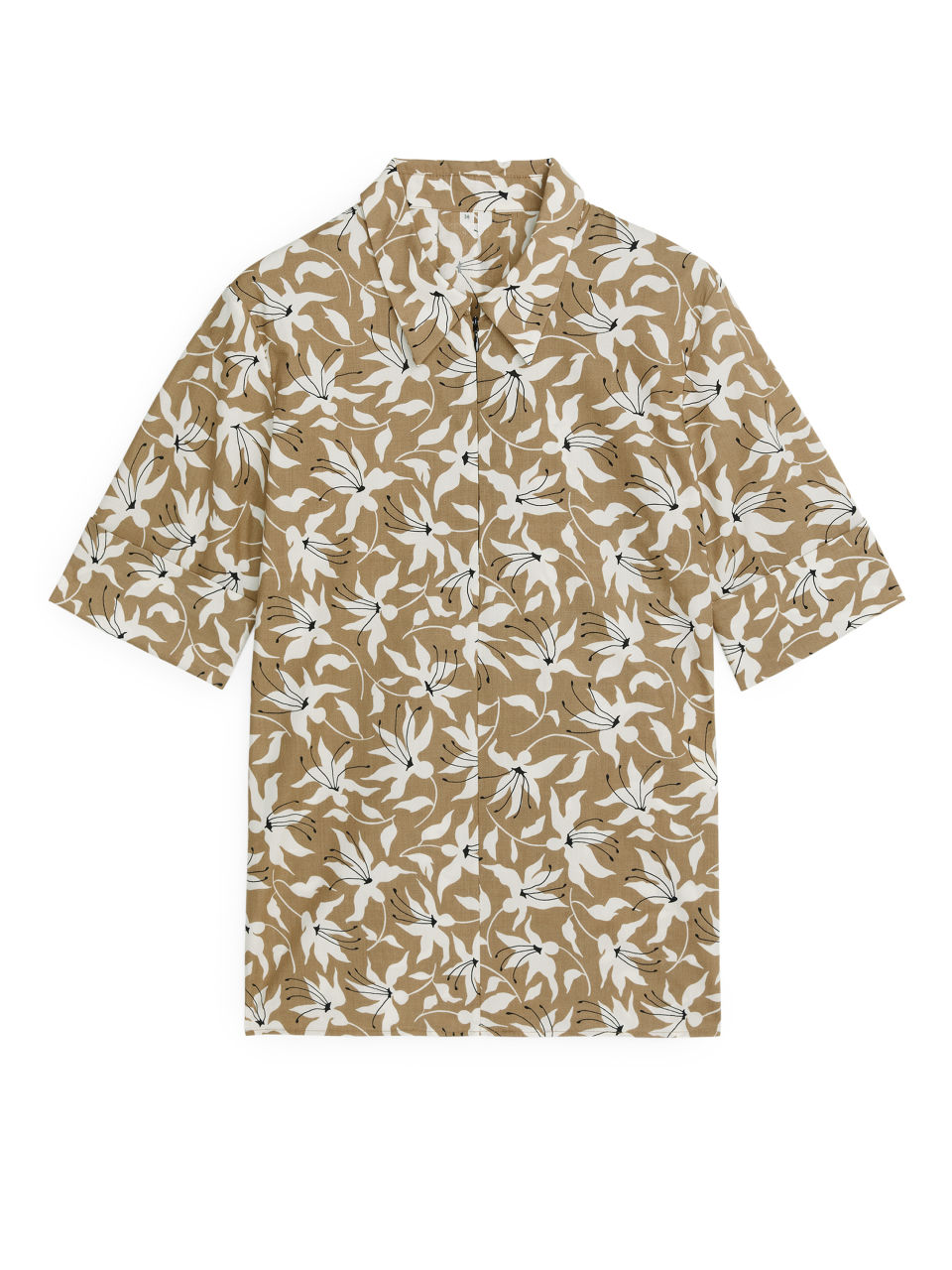 Half-Zip Cotton Top - Beige