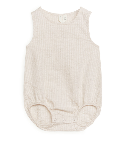 Cotton Linen Romper - Beige