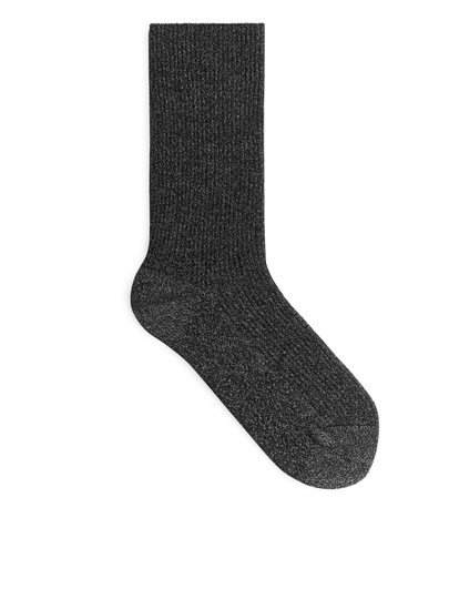 Glittery Rib Socks - Black