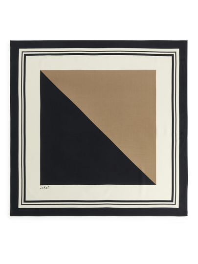 Graphic Silk Scarf - Beige