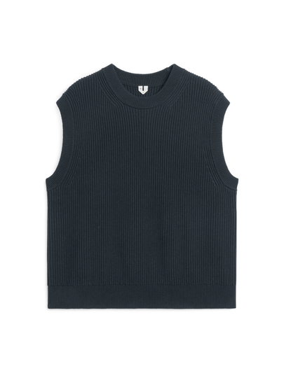 Knitted Cotton Vest - Blue