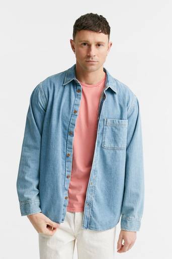 Nudie Jeans Jeansskjorta Hebbe Blå