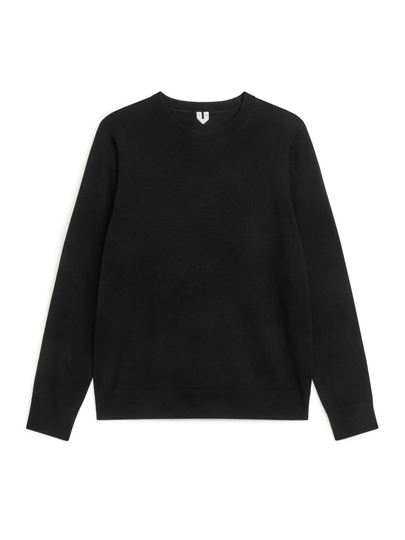 Fine Knit Merino Jumper - Black