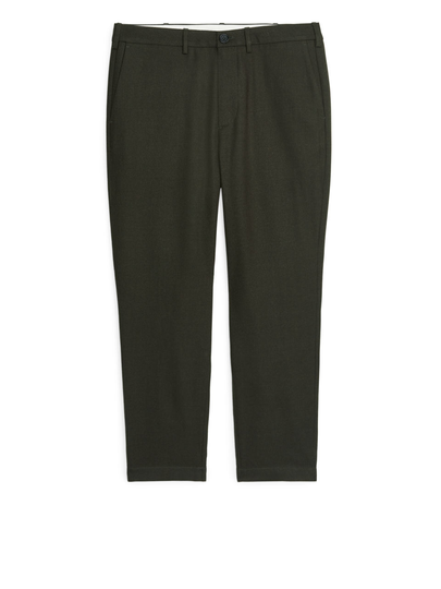Regular Washed Wool Trousers - Green