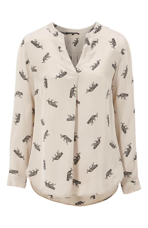 Amy's Stories Mönstrad blus Costanza Ljusbeige Mönstrad