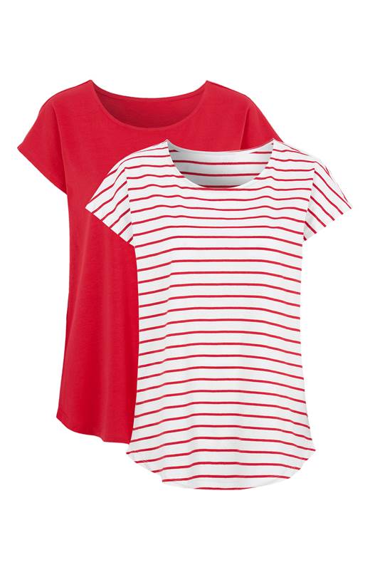 Cellbes T-Shirt 2-Pack Röd Vit