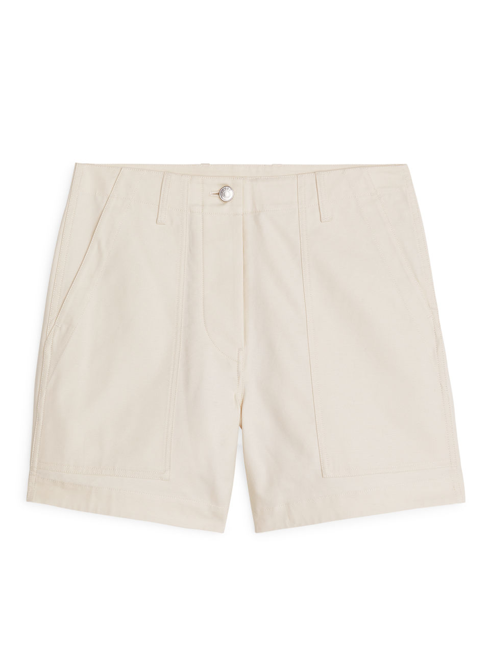 Cotton Twill Workwear Shorts - Beige