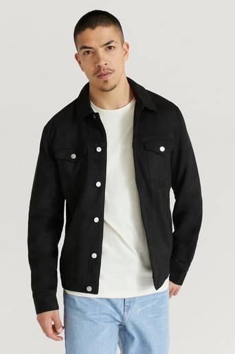 William Baxter Jacka Fake Suede Trucker Jacket Svart