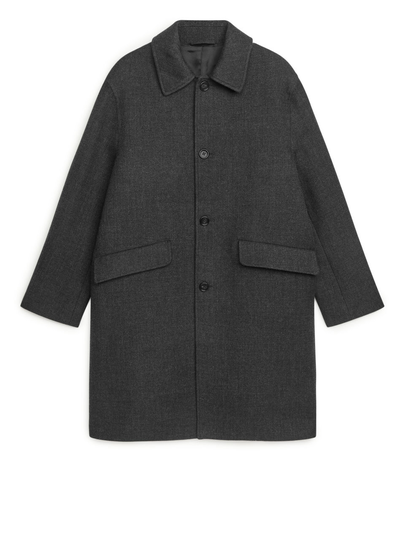 Straight-Fit Wool Coat - Black