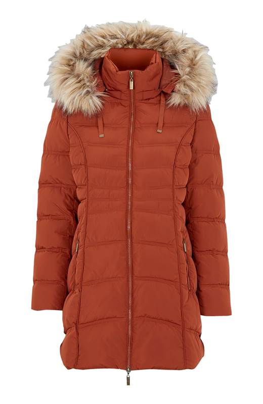 Cellbes Varmfodrad parkas med avtagbar huva Roströd