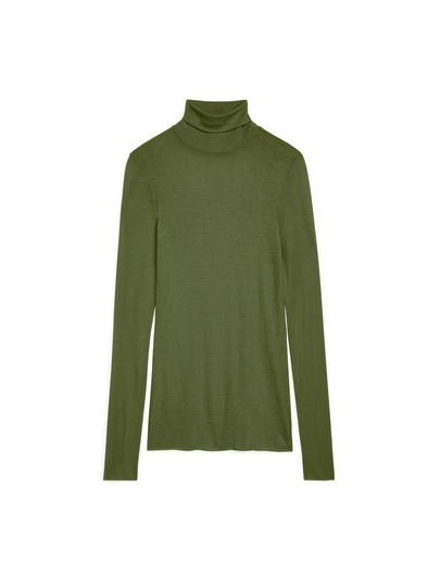 Sheer Merino Wool Roll-Neck - Green