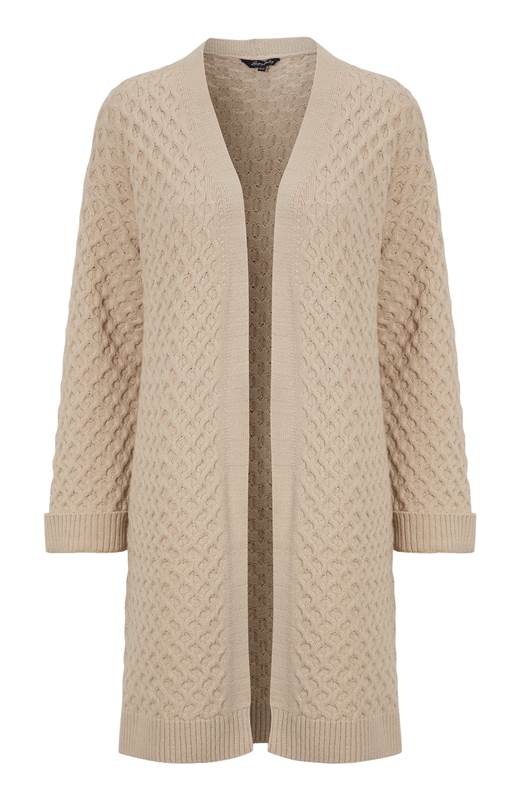 Happy Holly Mönsterstickad cardigan Cia Ljusbeige