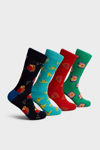Happy Socks 4-Pack Strumpor Food For Thought Socks Gift Set Multi
