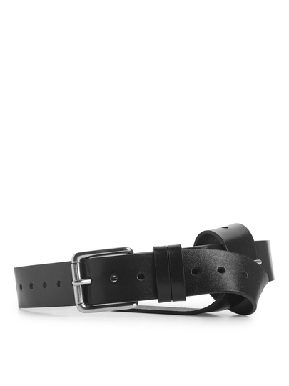 Perforated Leather Belt - Black