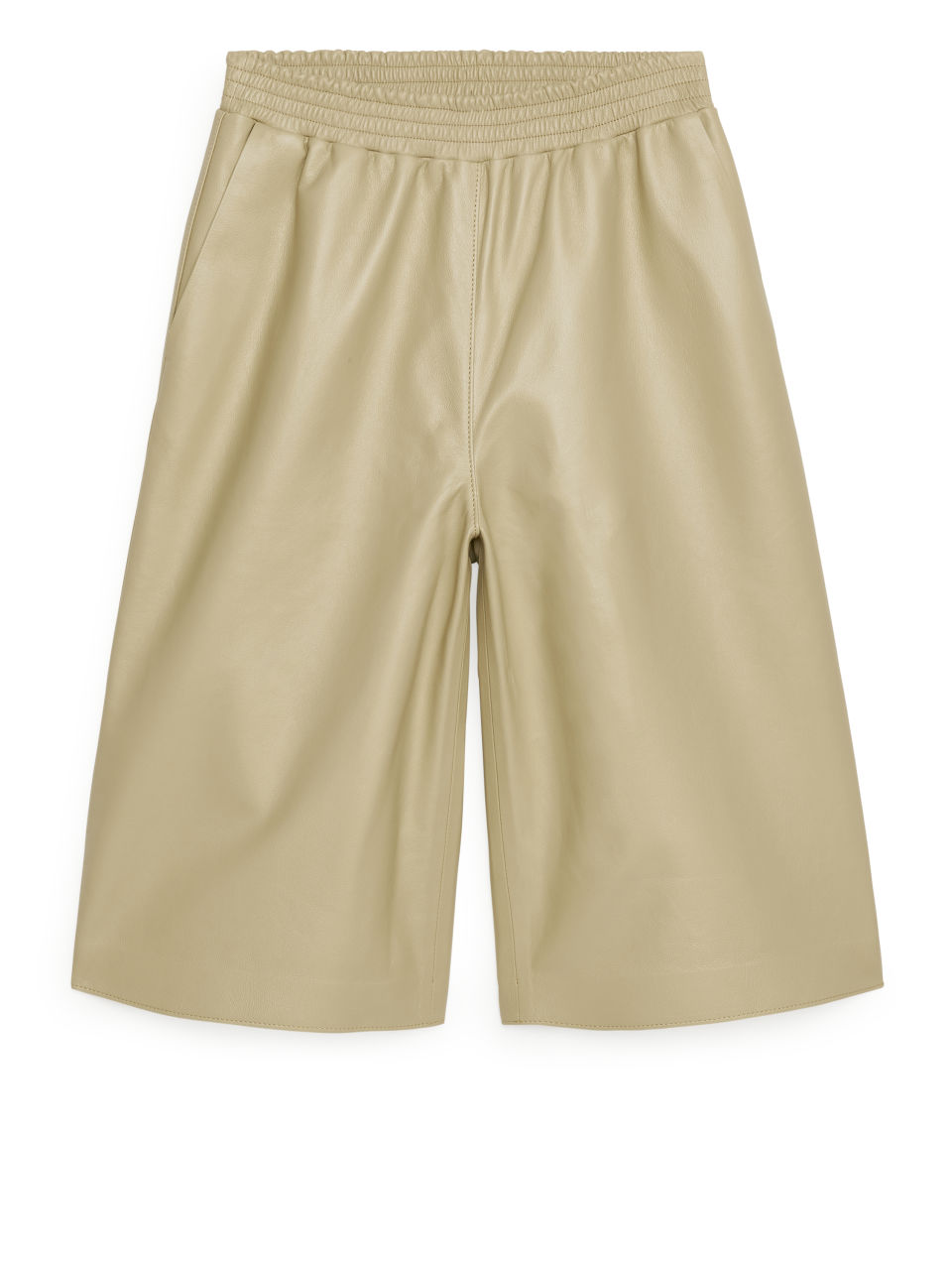 Loose Leather Shorts - Beige