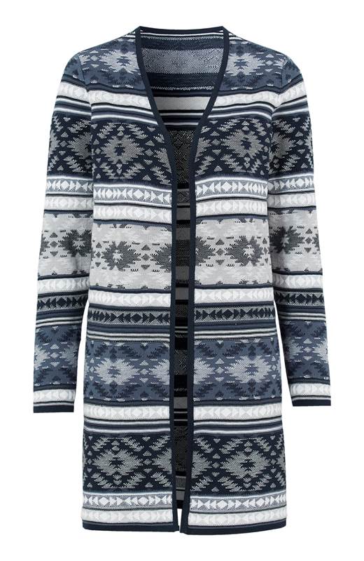 Cellbes Mönstrad jacquardstickad cardigan Blå Mönstrad