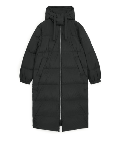 Long Down Puffer Coat - Black