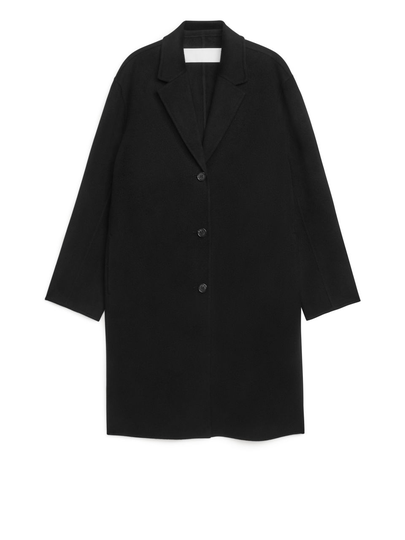 Double-Face Wool Coat - Black