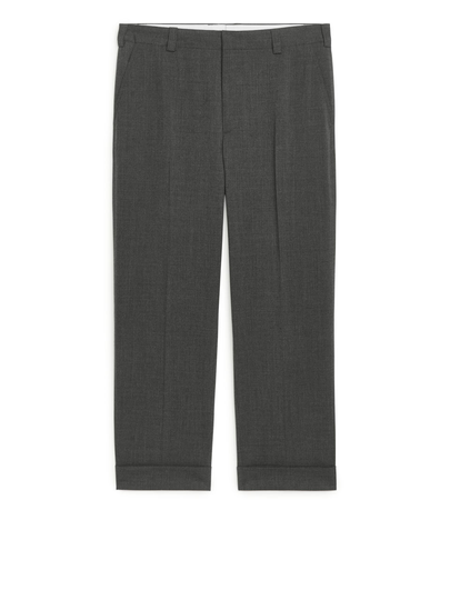 Straight-Leg Wool Trousers - Grey