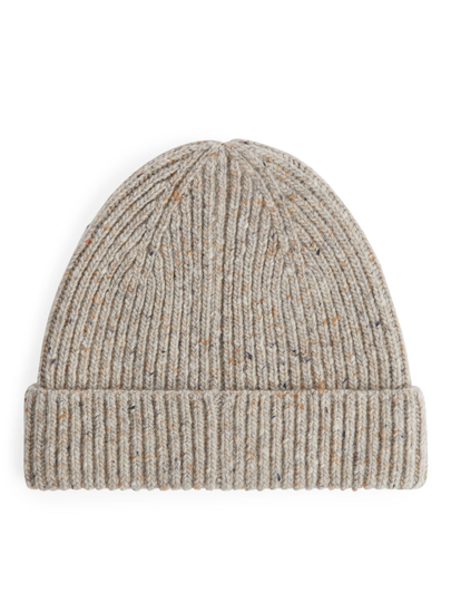 Rib-Knit Wool Beanie - Beige