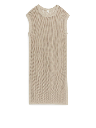 Relaxed Crochet Dress - Beige