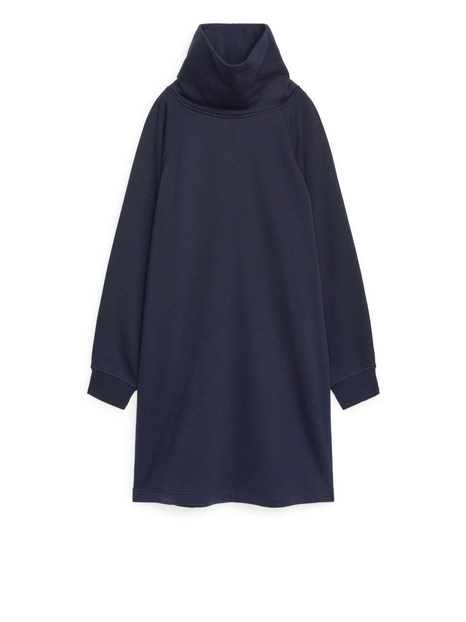 High Neck Sweatshirt Dress - Blue
