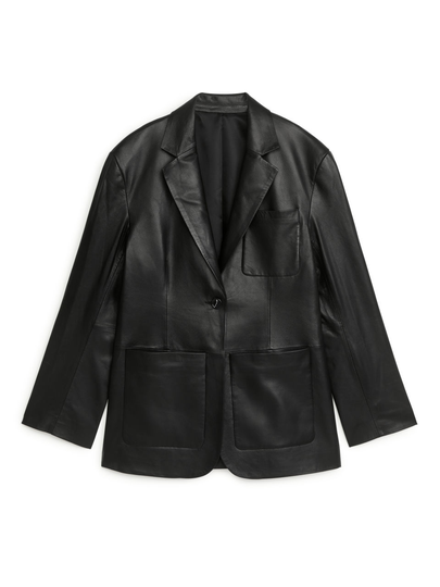 Leather Blazer - Black