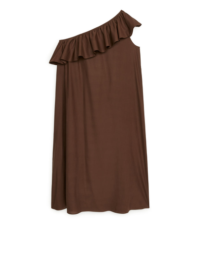 Lyocell One-Shoulder Dress - Beige