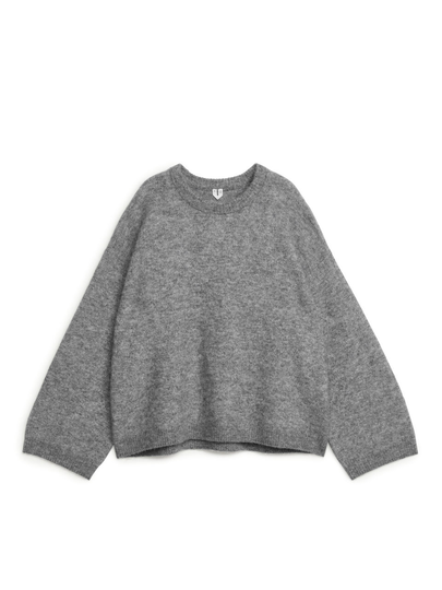 Bell-Sleeve Alpaca Jumper - Grey