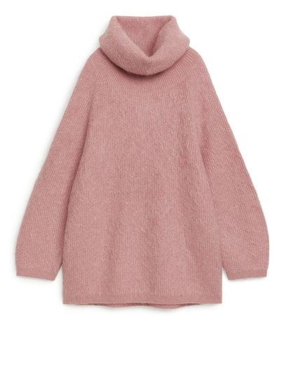 Oversized Mohair Blend Roll-Neck - Orange