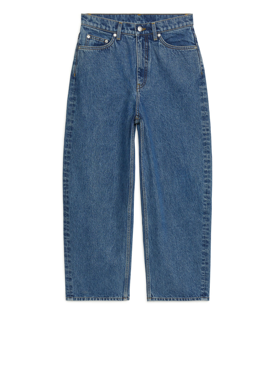 LOOSE Cropped Barrel Leg Jeans - Blue