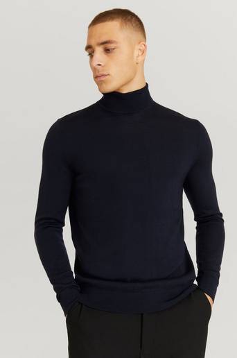 Studio Total Stickad tröja Merino Roll Neck Blå