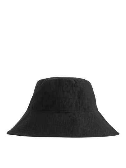 Seersucker Bucket Hat - Black