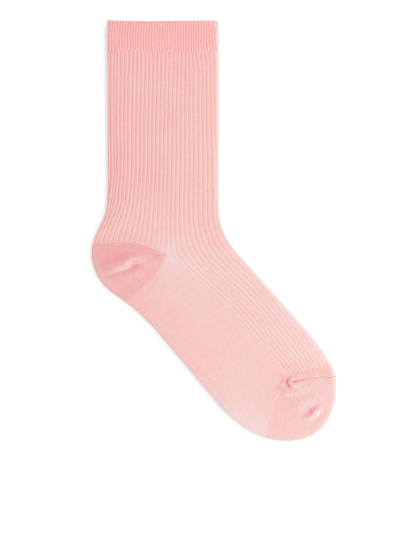 Organic Cotton Rib Socks - Pink