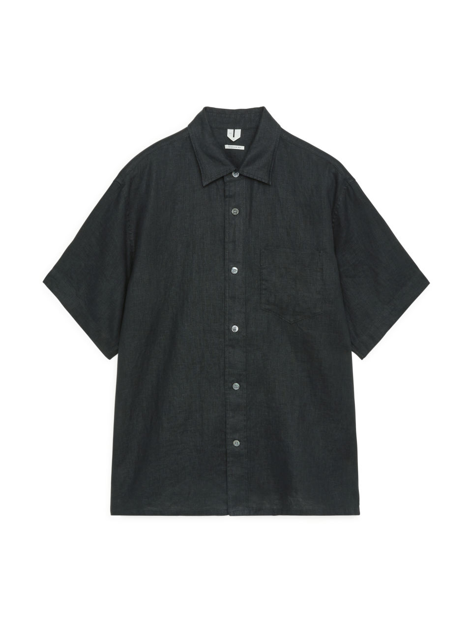 Short-Sleeved Linen Shirt - Black