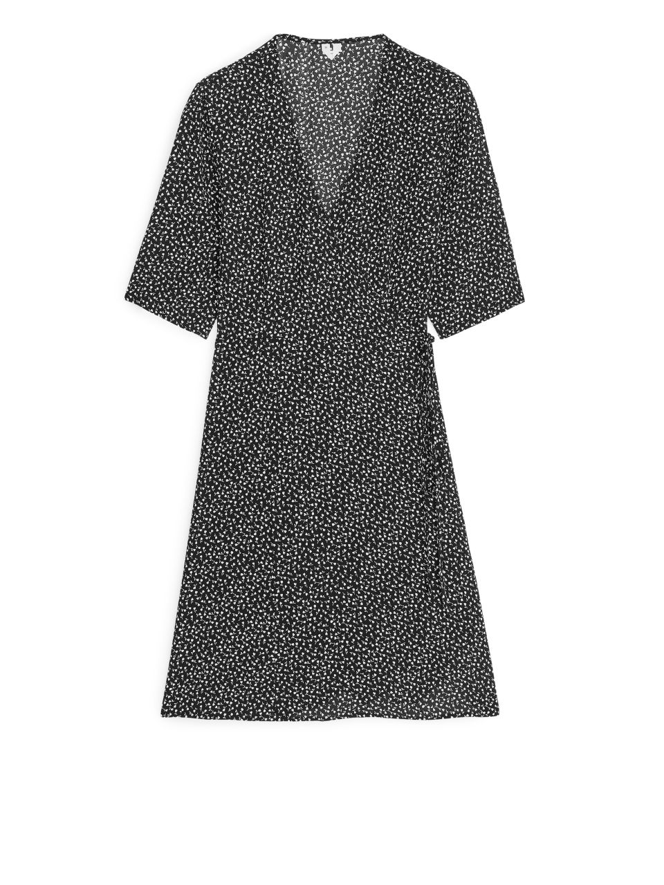 Floral Wrap Dress - Black