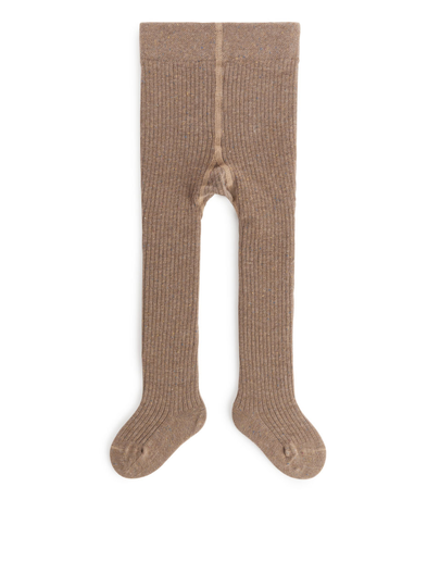 Rib Knit Neps Tights - Orange