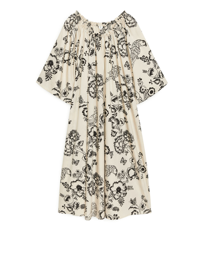 Ruffled Kaftan Dress - Beige