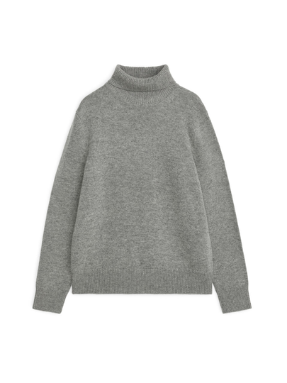 Merino Roll-Neck Jumper - Grey